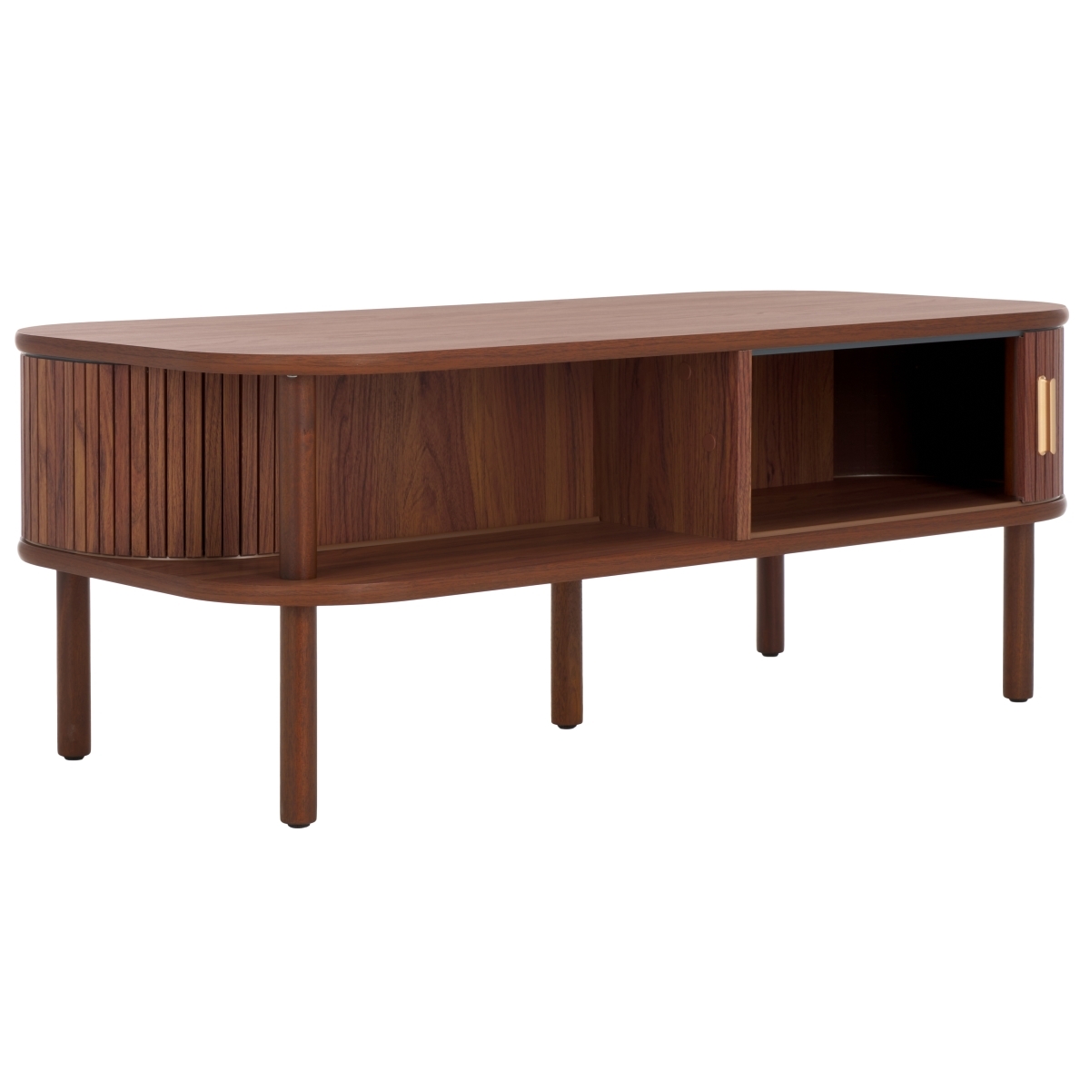 Tealla Coffee Table - Walnut / Gold - Safavieh - Image 7