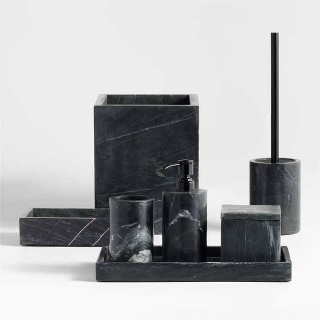 Bleeker Black Marble Bath Collection, Set of 7 - Image 0