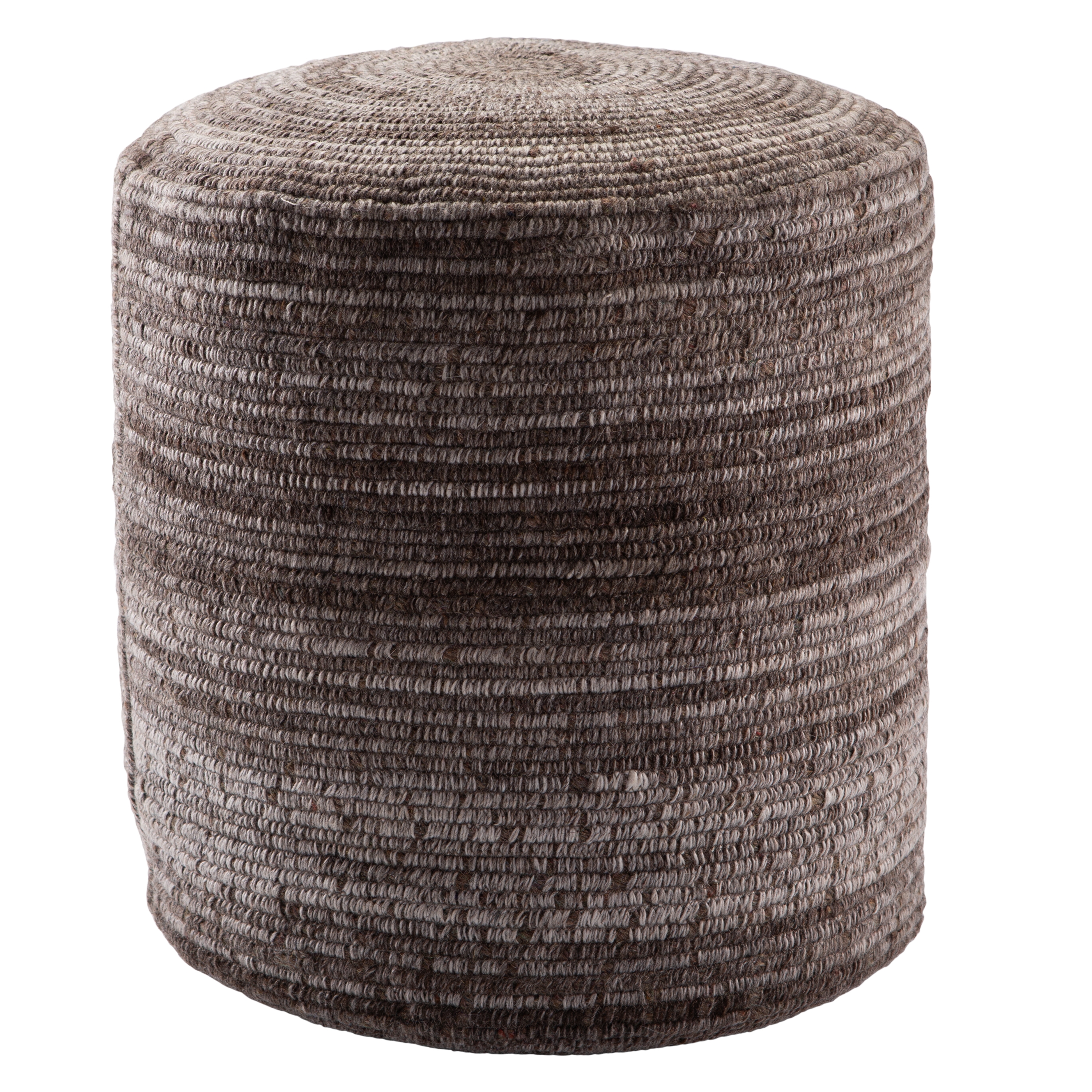 Duro Stripes Gray/ Brown Cylinder Pouf - Image 0