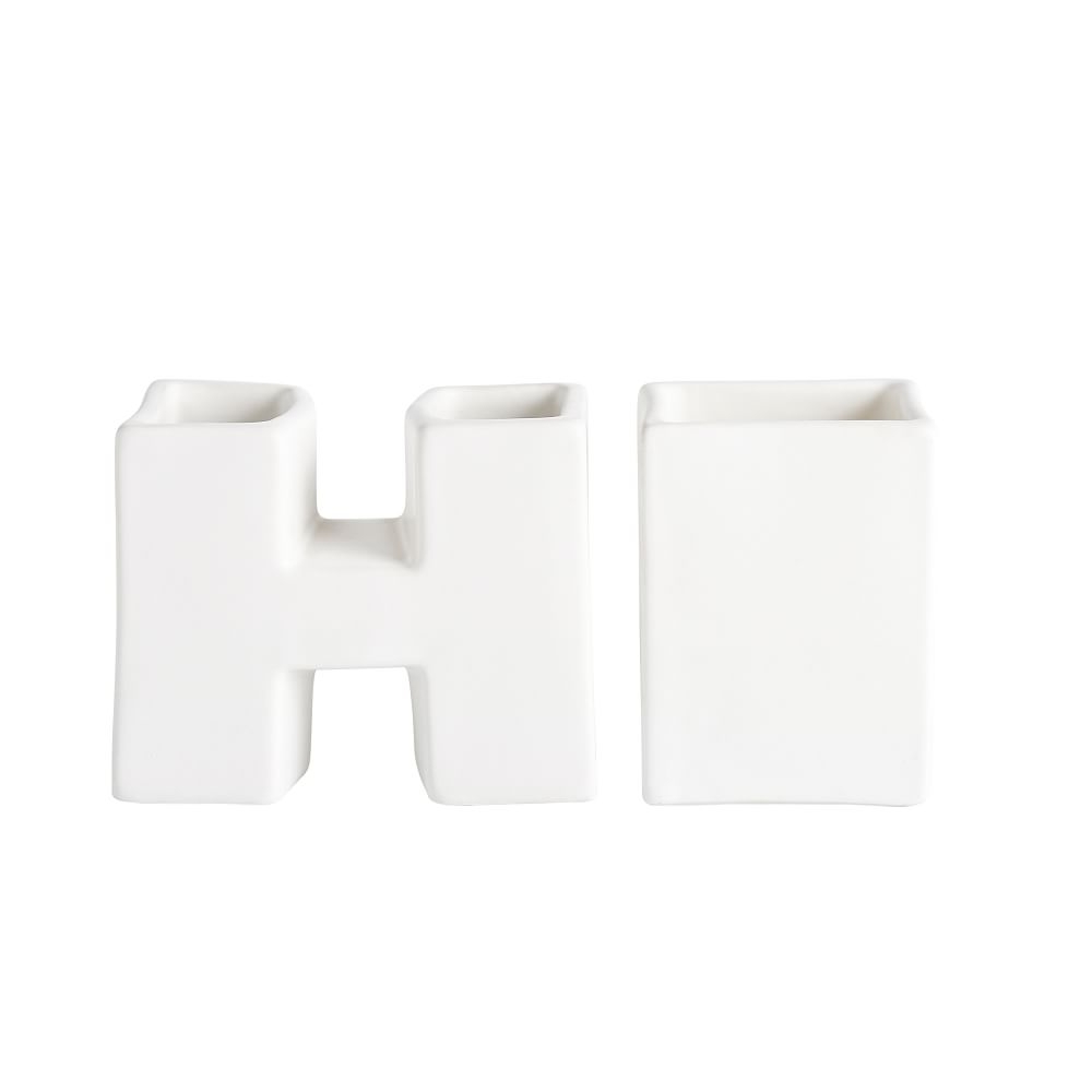"Hi" Ceramic Icon Desk Catchall, White - Image 0
