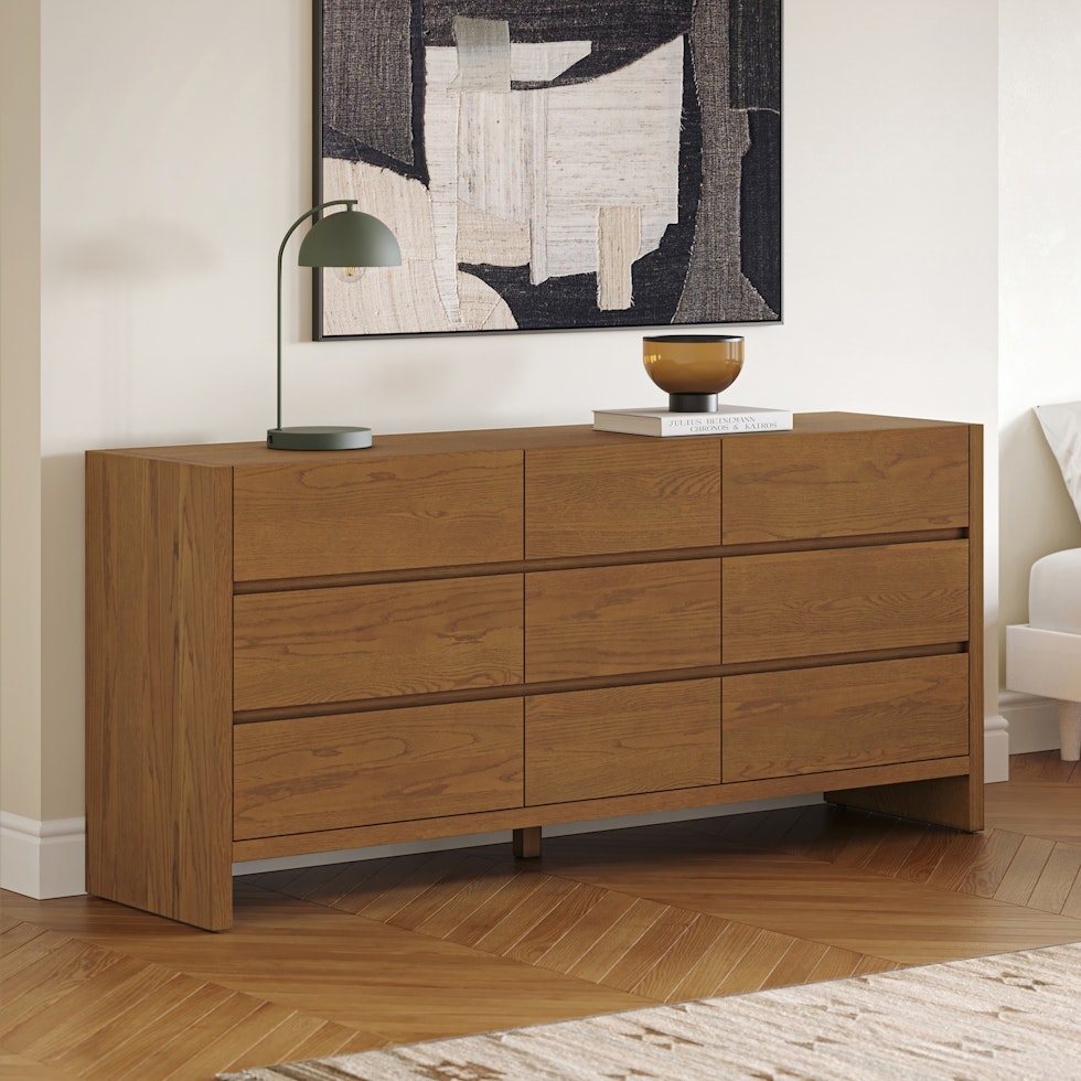 Leif 9-Drawer Triple Dresser - Smoked Oak - Image 2