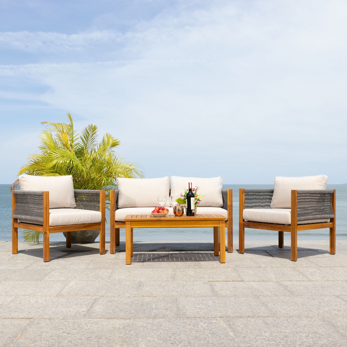 Wilson 4 Pc Living Set - Grey/Light Grey - Safavieh - Image 4