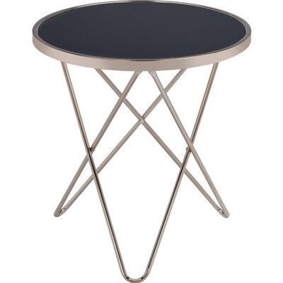 Nerses End Table In Champagne & Black Glass - Image 0