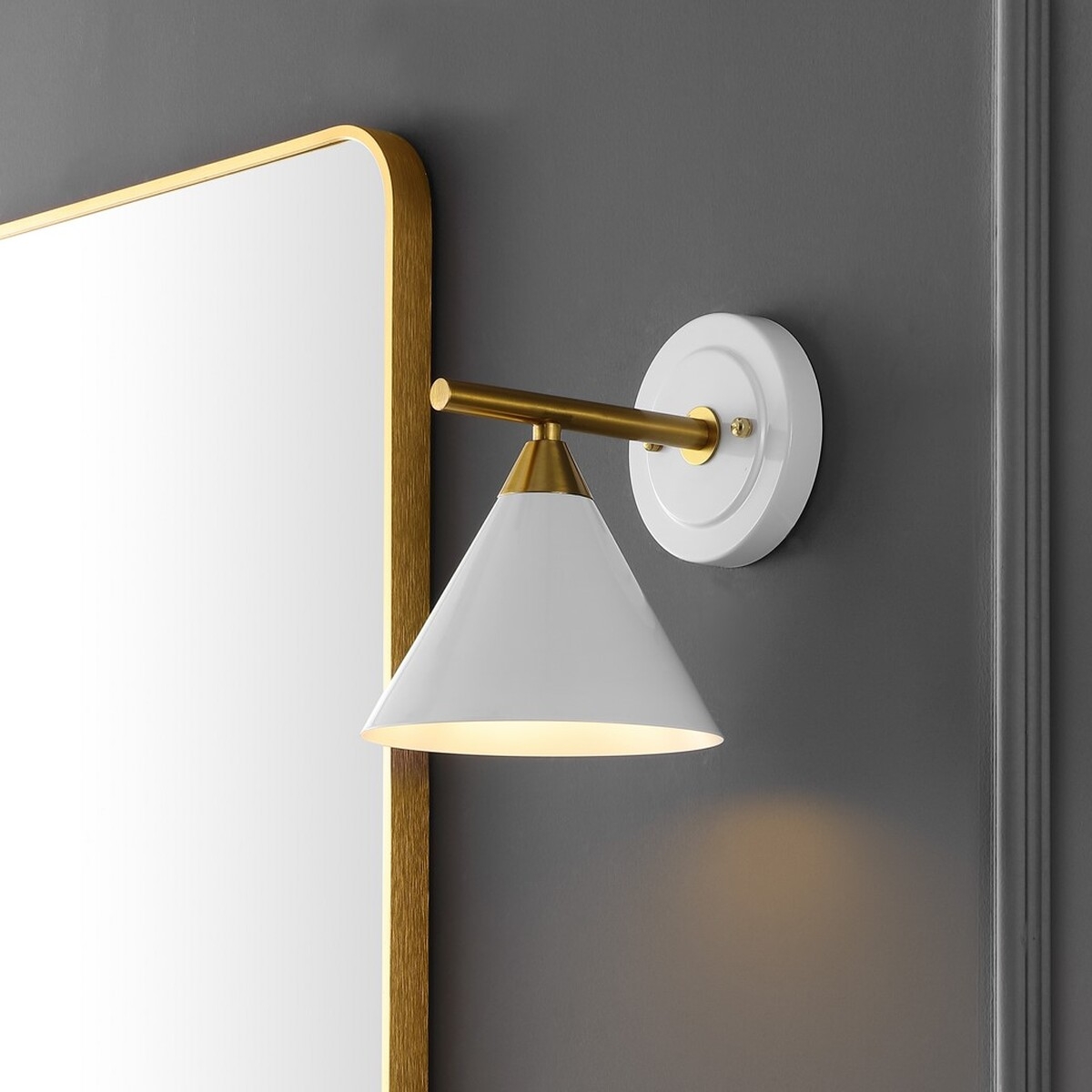 Wyanet 8" Wall Sconce - White / Brass - Safavieh - Image 2