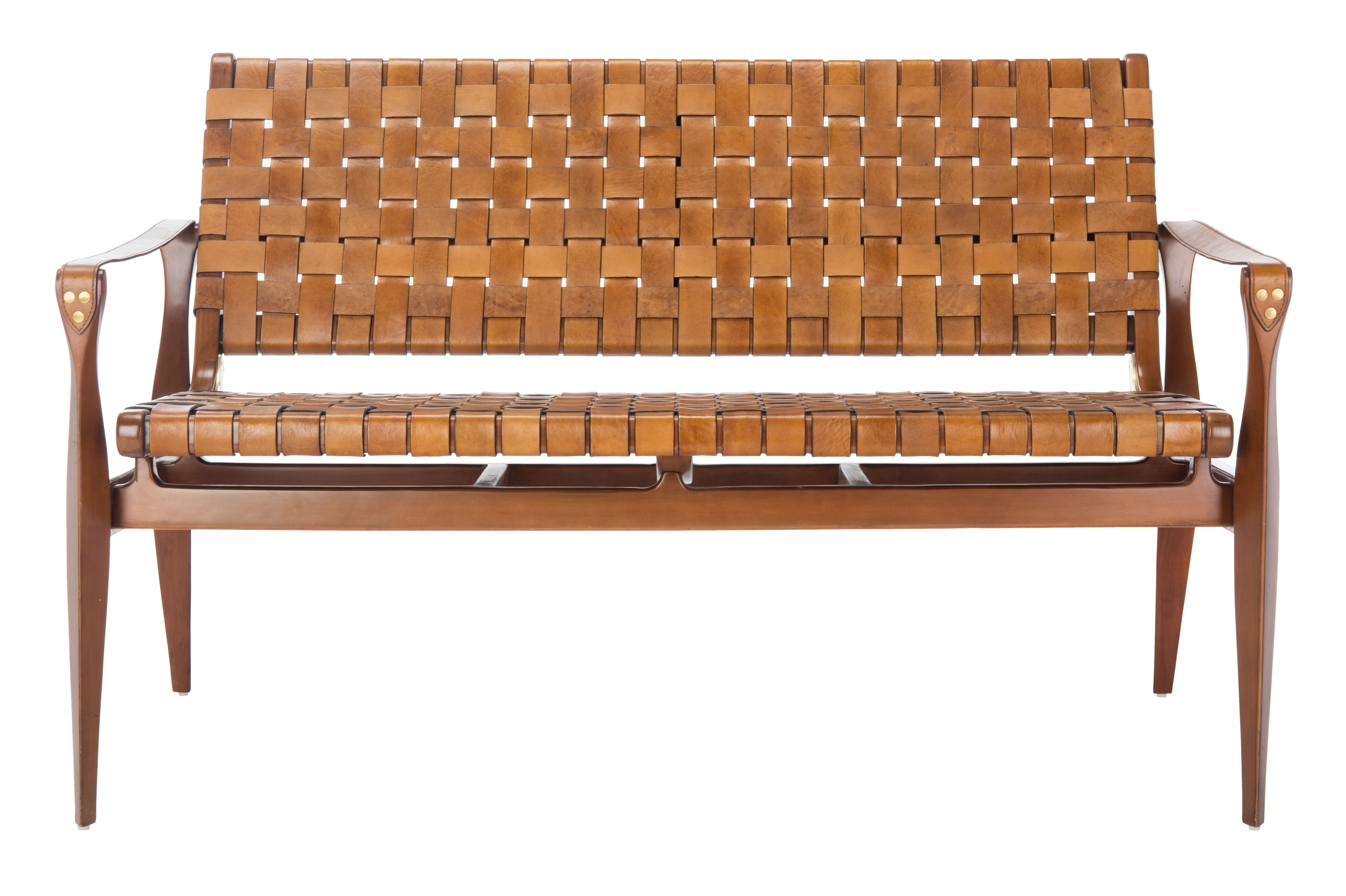 Dilan Leather Loveseat - Brown/Light Brown - Safavieh - Image 0