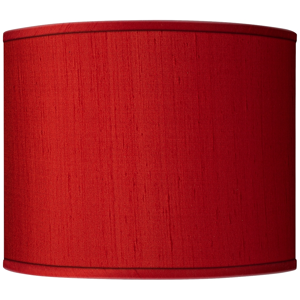 Possini Euro Red Faux Silk Dupioni Drum Lamp Shade 14x14x11 (Spider) - Image 0