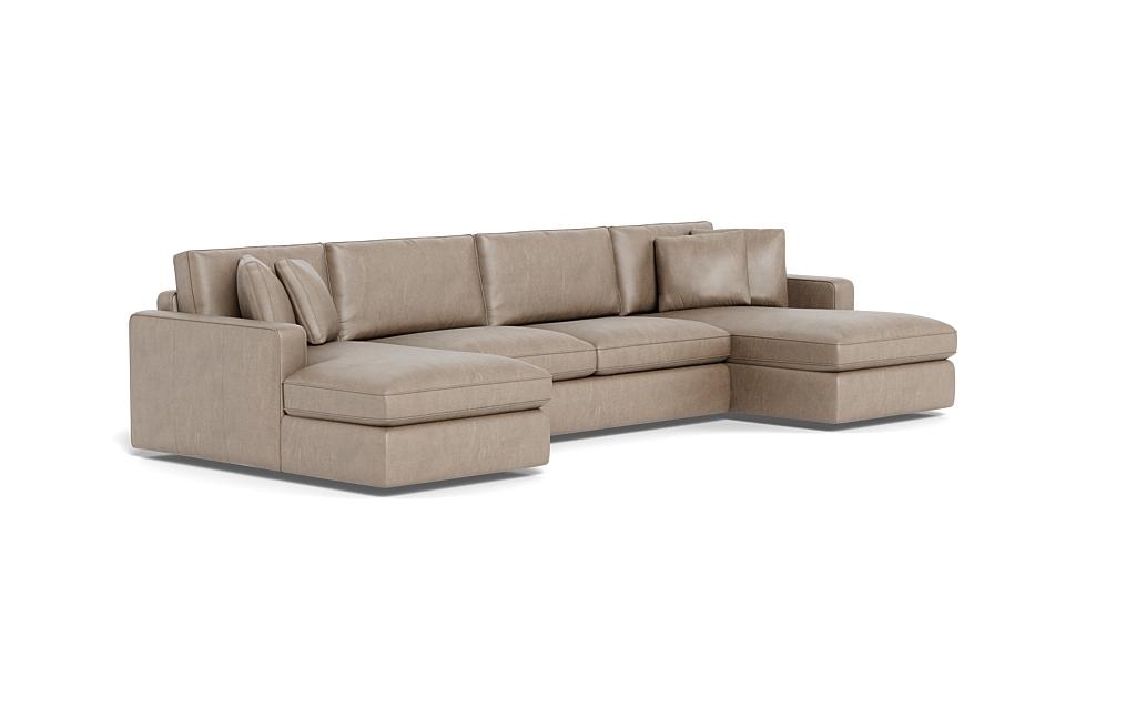 James Leather 3-Piece 4-Seat U Chaise Sectional - Image 1