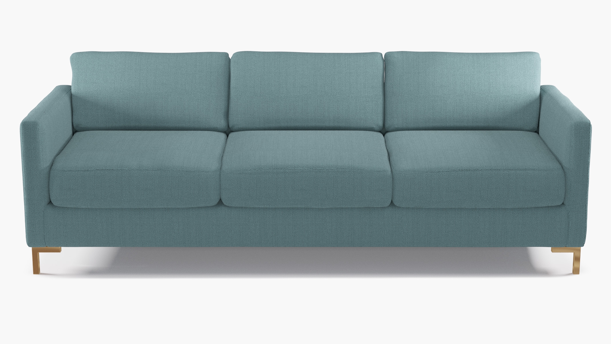 Modern Sofa, Seaglass Everyday Linen, Brass L Leg - Image 0