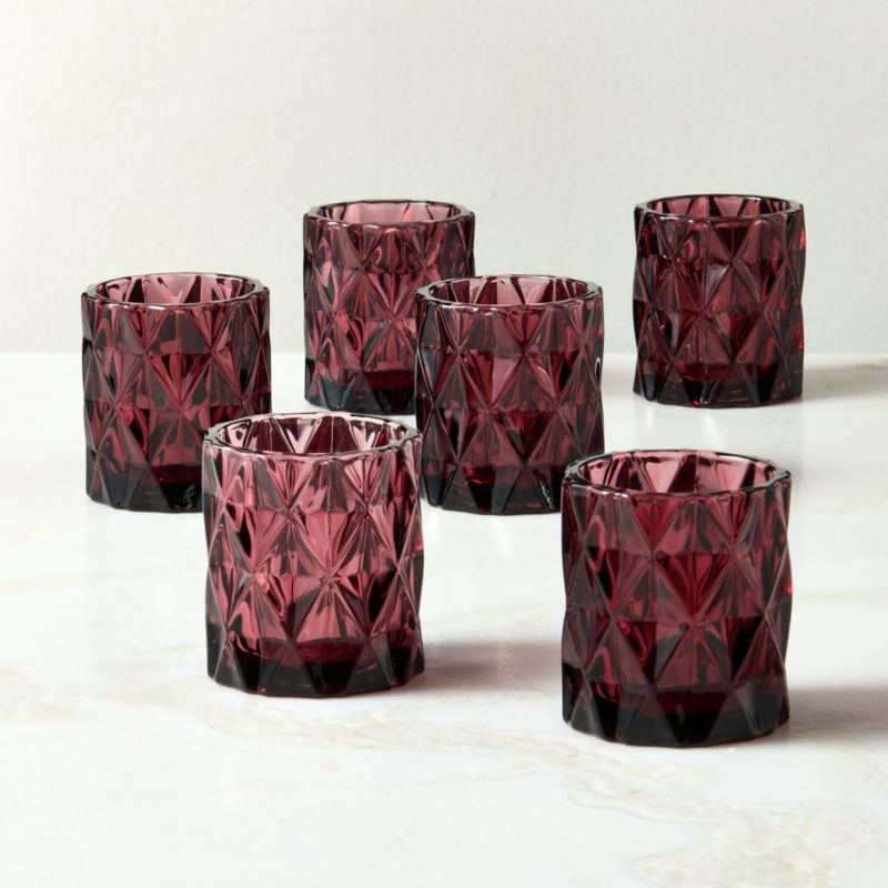 Betty Red Glass Tealight Candle Holders Set of 6 - Image 5