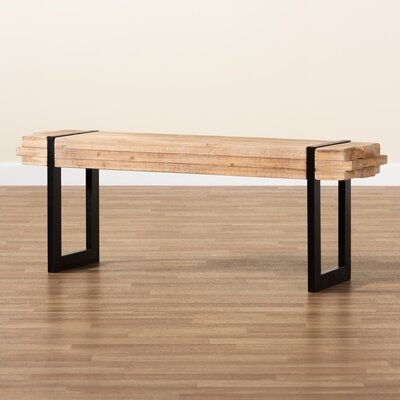 Rademacher Rustic And Industrial Natural Brown Finished Wood And Black Finished Metal Bench - Image 0