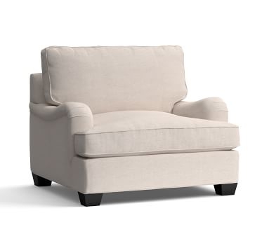 PB English Upholstered Armchair, Down Blend Wrapped Cushions, Park Weave Ivory - Image 1