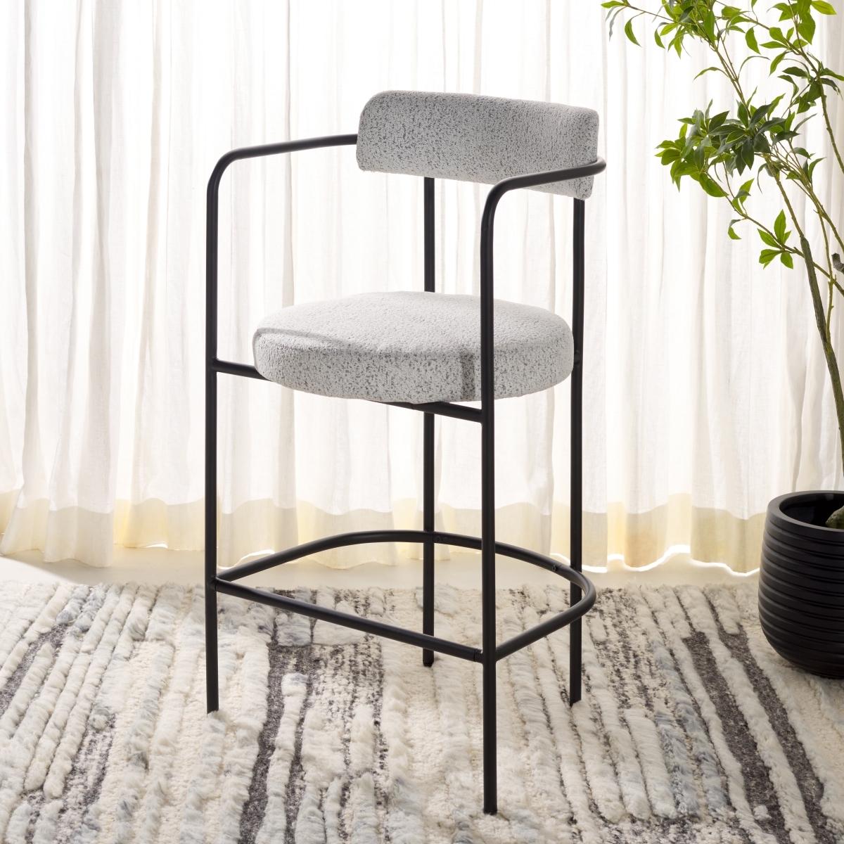 Andrean Arm Counter Stool - White / Black - Image 1