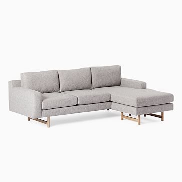 Eddy 90" Flip Sectional, Poly, Deco Weave, Pearl Gray, Almond - Image 0