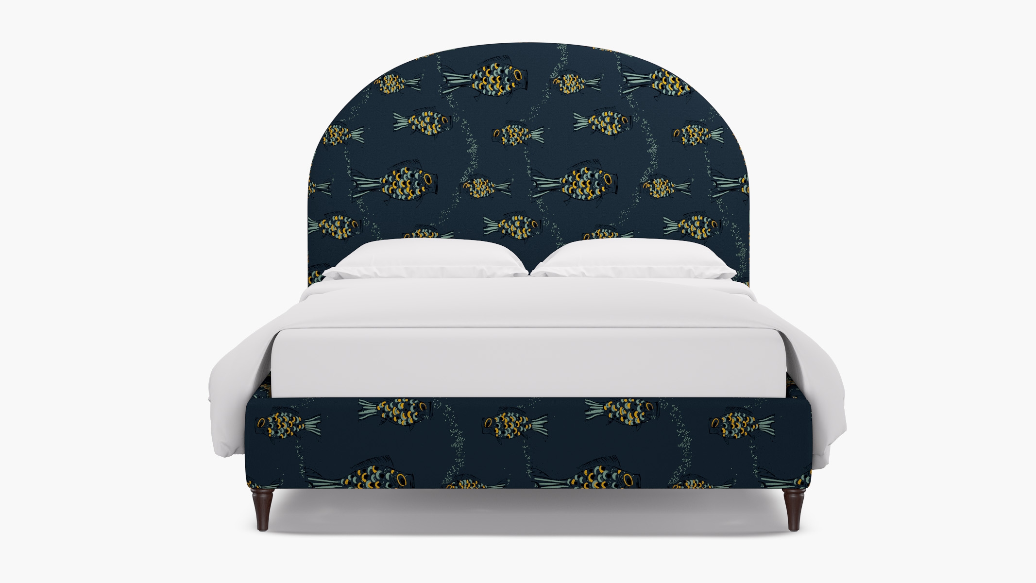 Demilune Bed, Indigo Sakana, Espresso Decorative Tapered Leg, Twin - Image 0