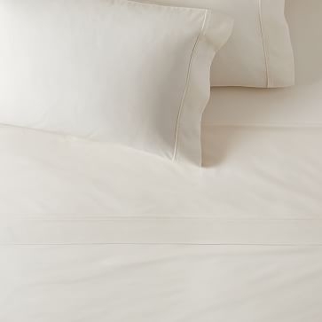 400TC Organic Sateen Wide Hem Sheet Set, Standard Pillowcase Set, White - Image 2
