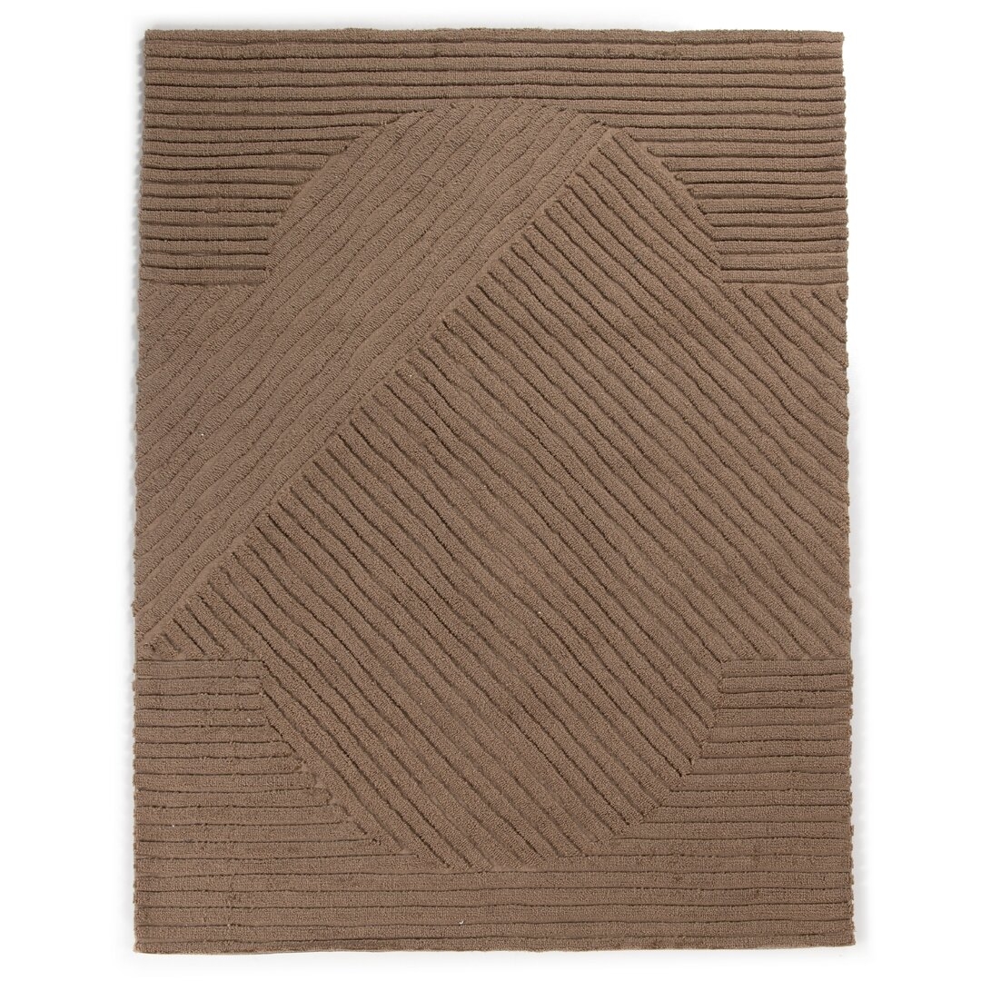 Chasen Hand-Loomed Cotton Striped Area Rug, Sand Taupe, 8' x 10' - Image 0