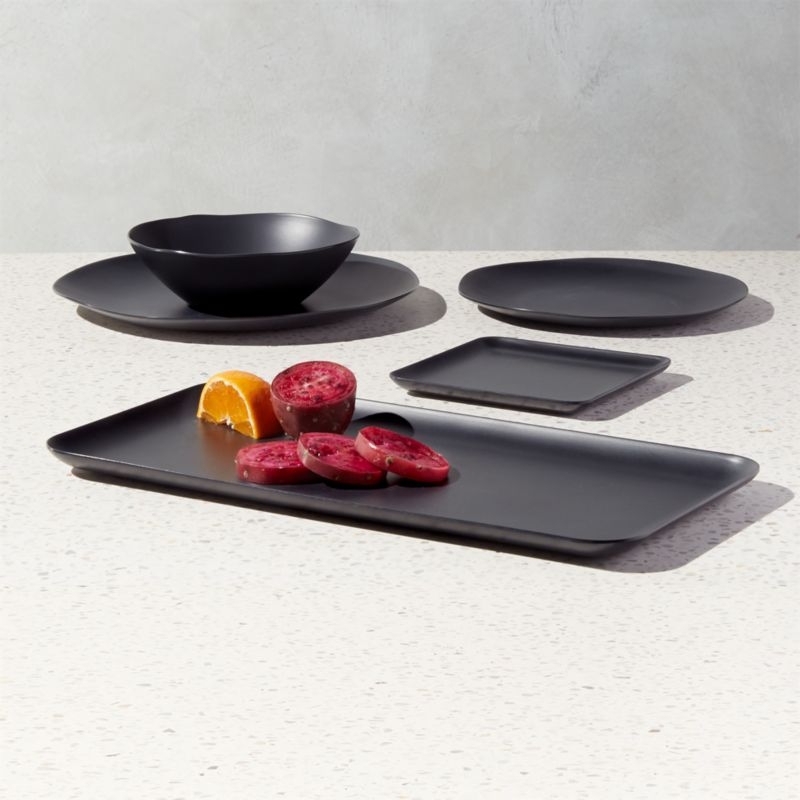 Pebble Matte Black Melamine Dinner Plate Set of 4 - Image 2