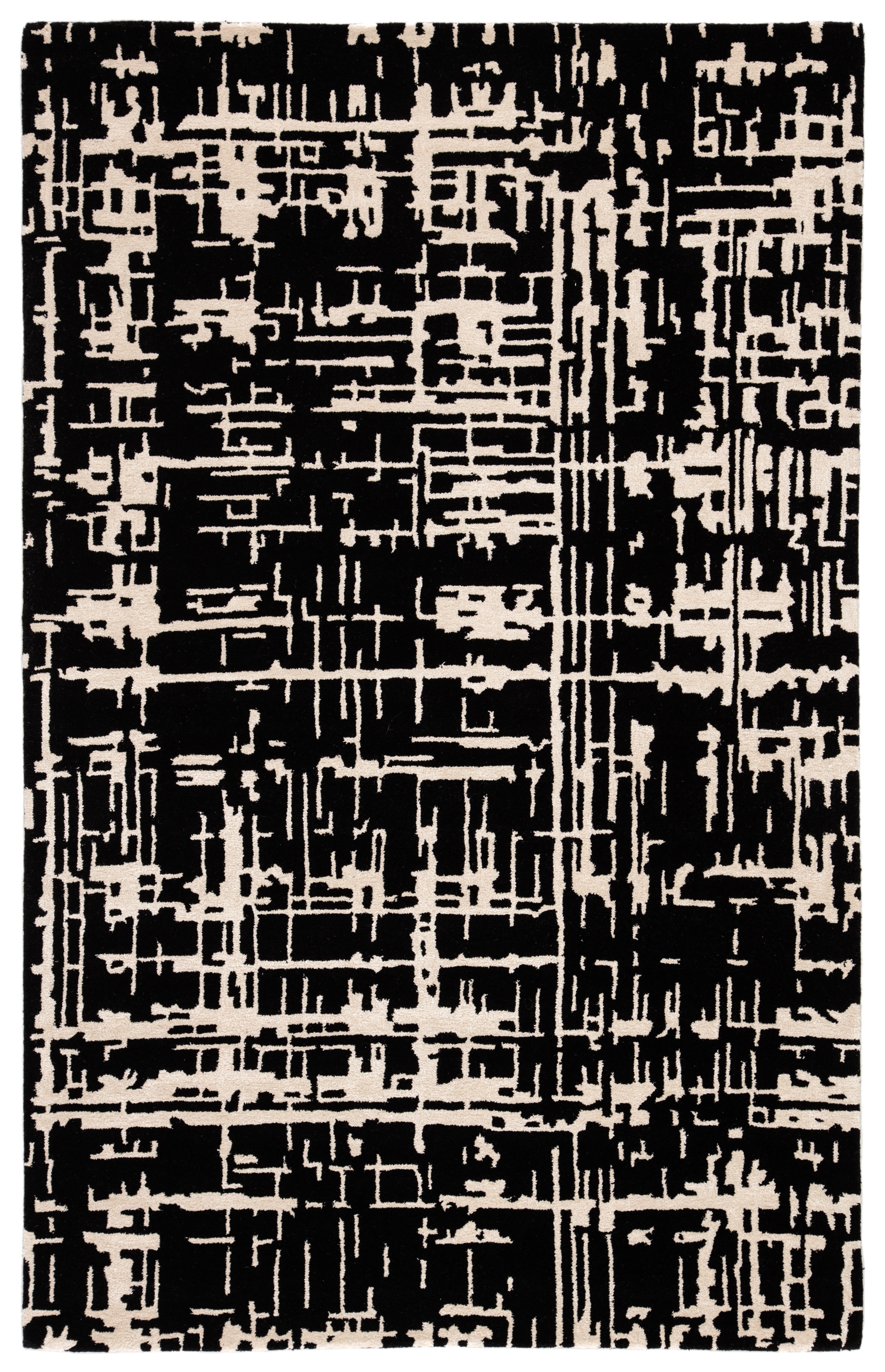 Pals Handmade Trellis Black/ Cream Area Rug (2'X3') - Image 0