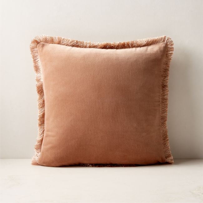 Bettie Light Brown Velvet Throw Pillow with Down-Alternative Insert 18"x18" - Image 0