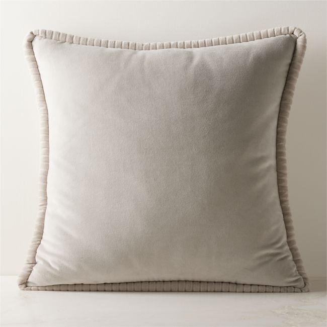 Brye Grey Velvet Throw Pillow Cover 26"x26" - Image 0