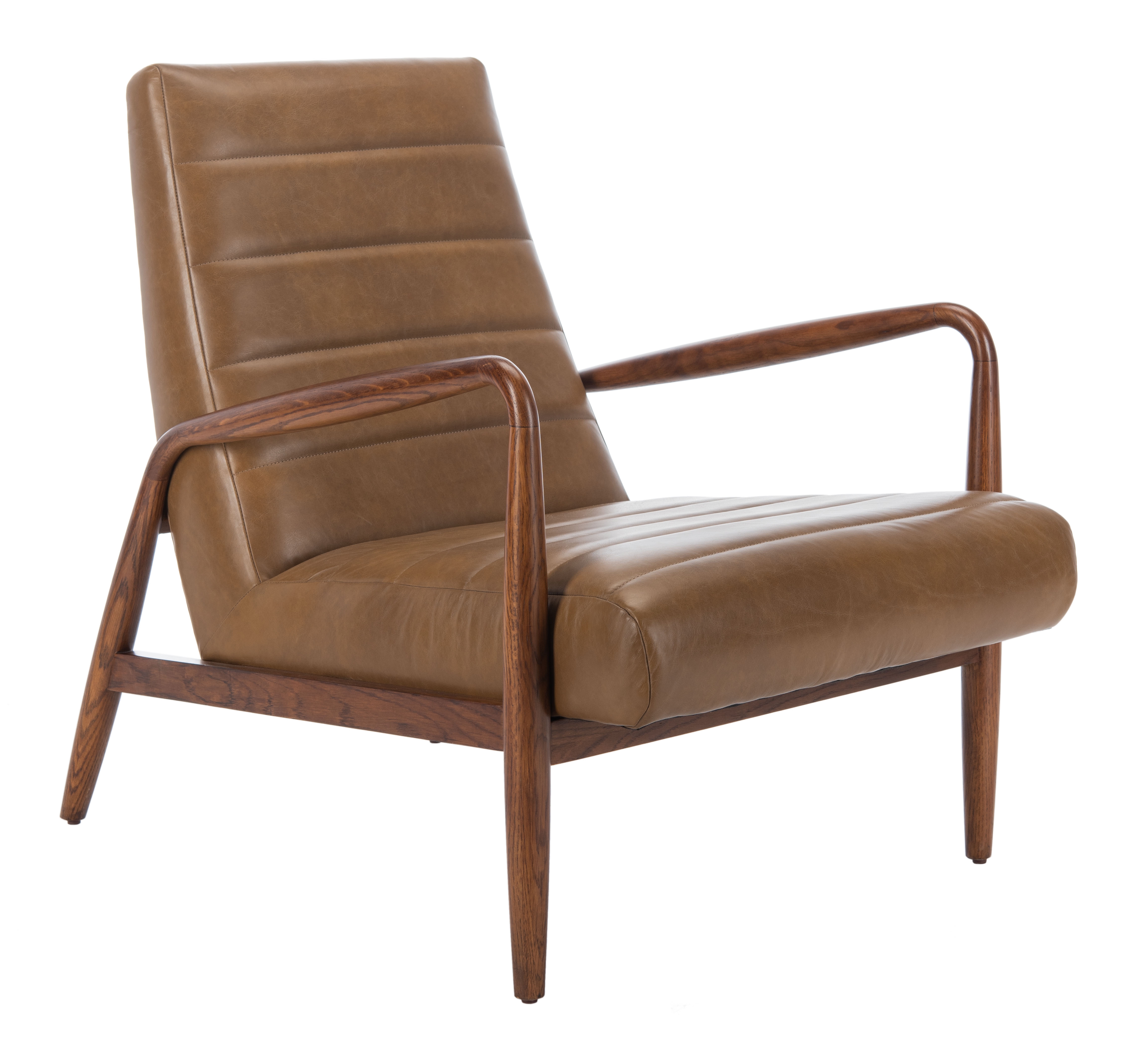 Willow Channel Tufted Arm Chair - Gingerbread/Dark Walnut  - Safavieh - Image 0