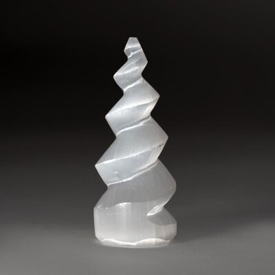 White Selenite Spiral Tower From Morocco (113.2 Grams) - Image 0