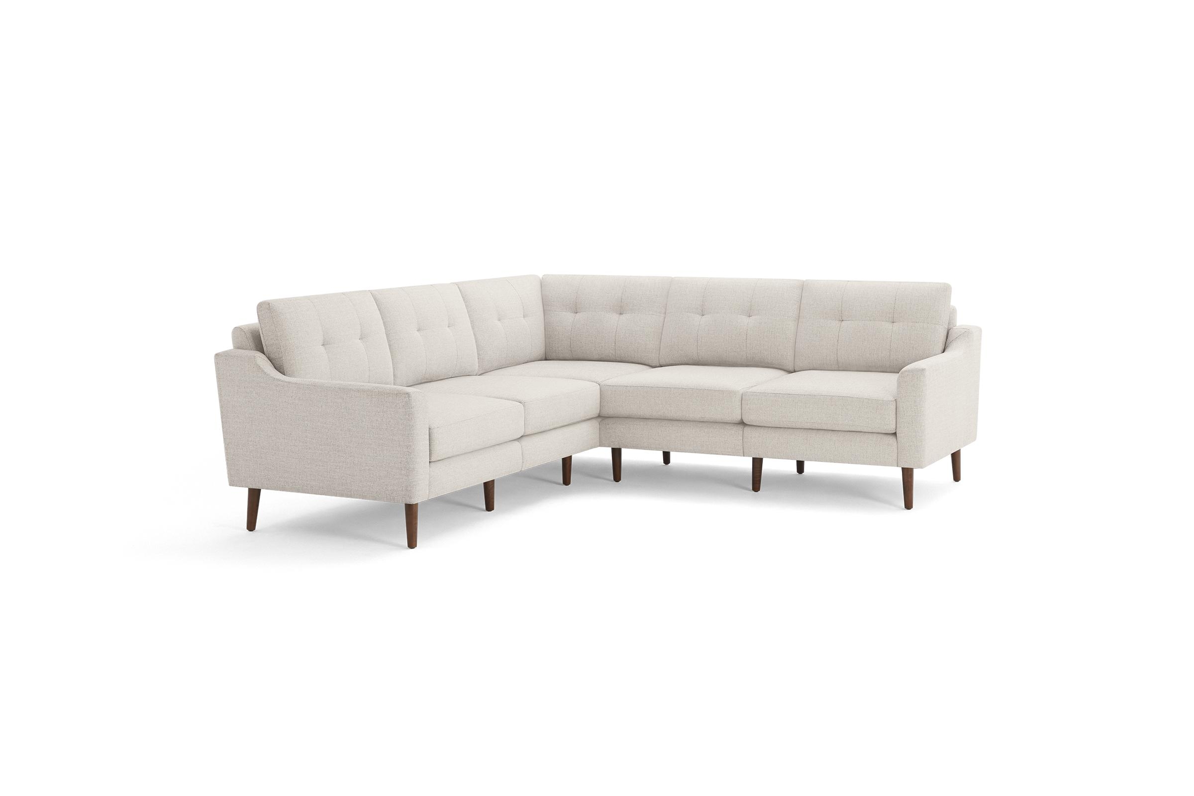 The Slope Nomad 5-Seat Corner Sectional in Ivory, Walnut Legs - Image 0