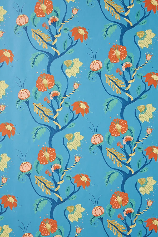 Carly Home Frank Floral Wallpaper By Carly Home in Blue - Image 0