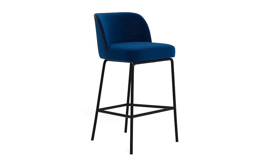 Graham Metal Framed Upholstered Bar Stool with Contrast Piping - Image 1