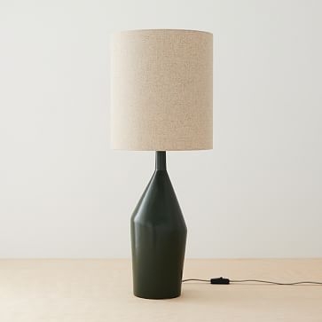Asymmetric Ceramic Table Lamp White White Linen (31") - Image 1
