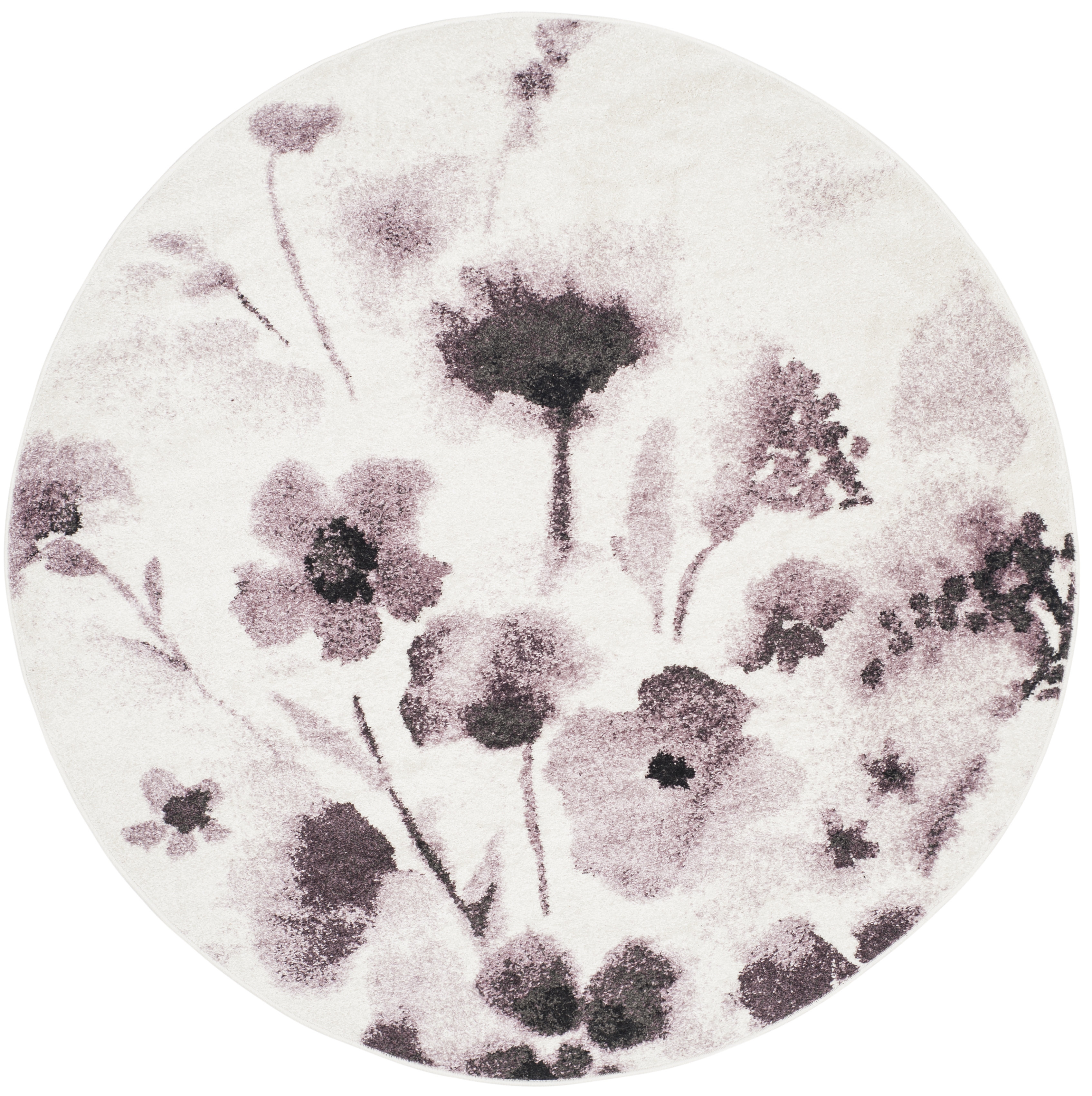 Arlo Home Woven Area Rug, ADR127L, Ivory/Purple,  6' X 6' Round - Image 0