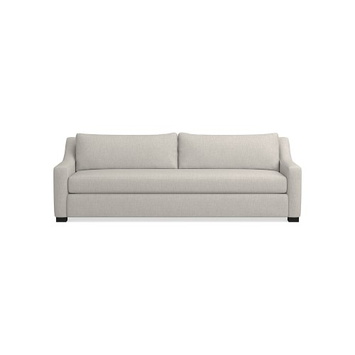Ghent Slope Arm 96 Sofa, Down Cushion, Perennials Performance Melange Weave, Oyster, Ebony Leg - Image 0