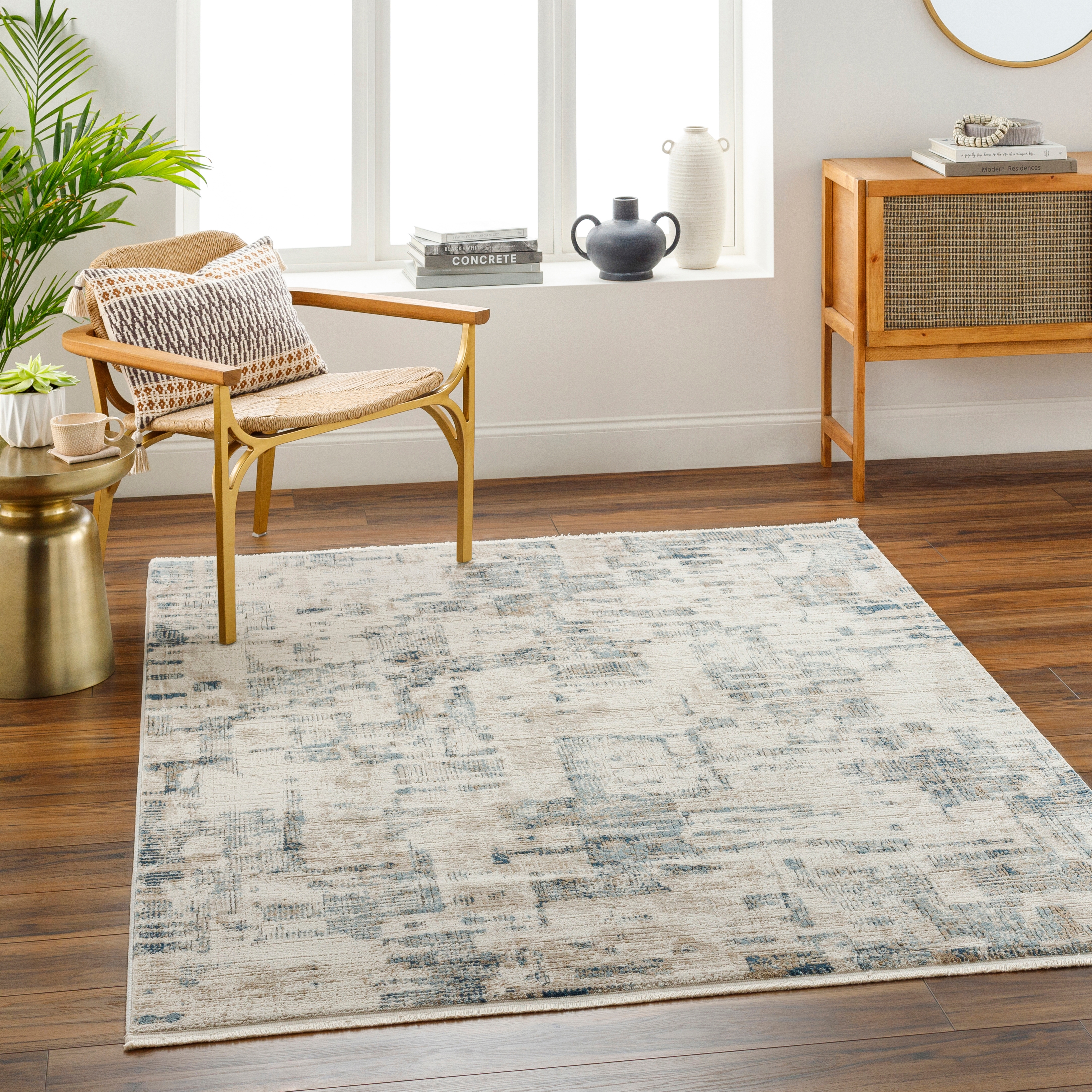 Perugia Beige Indoor 9'2" x 12' Machine Woven Rug - Image 1