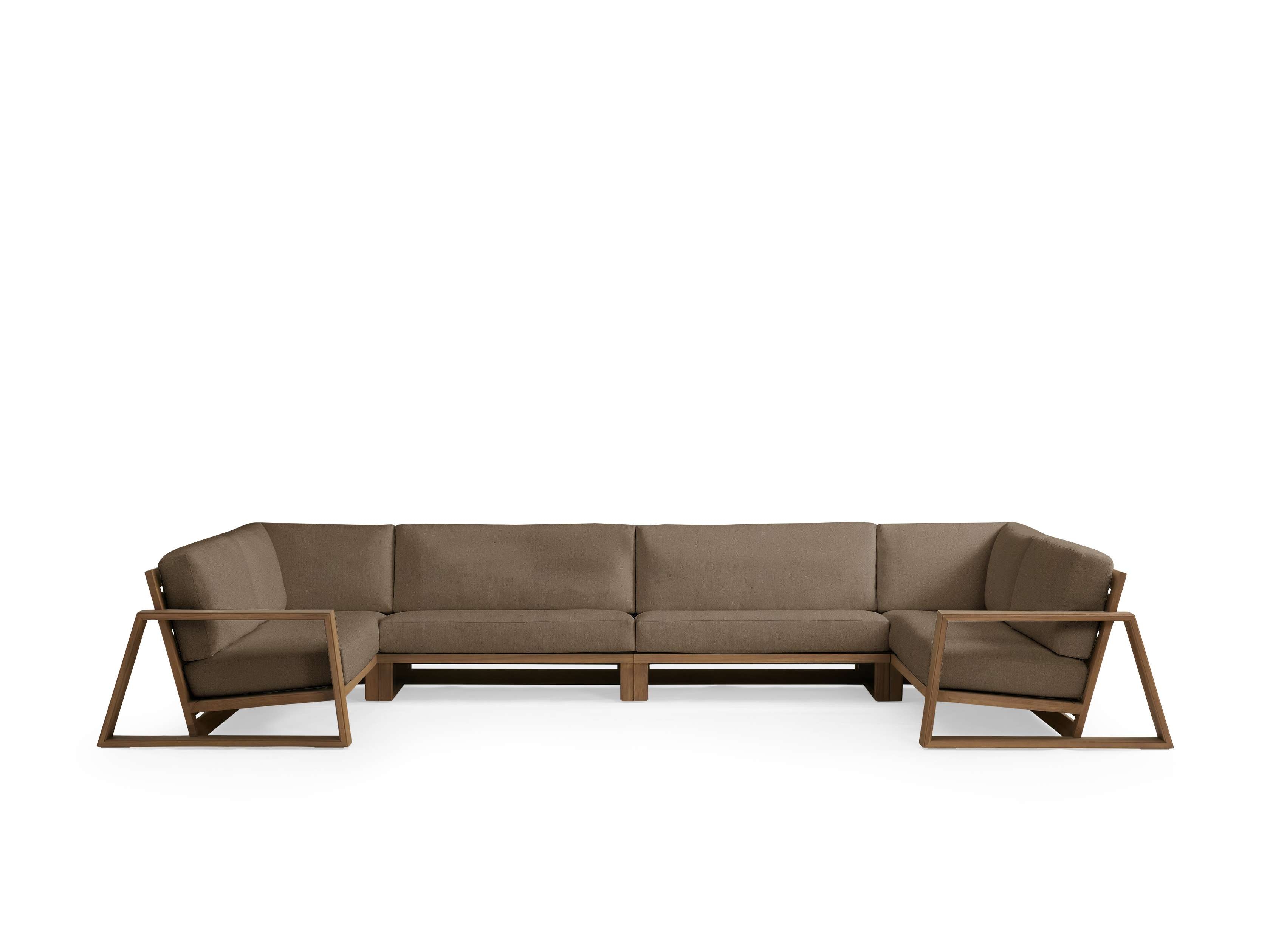 Canyon Outdoor Four-Piece Sectional Teak Large in Natural  Sienna Cocoa/Weathered Fawn - Image 0
