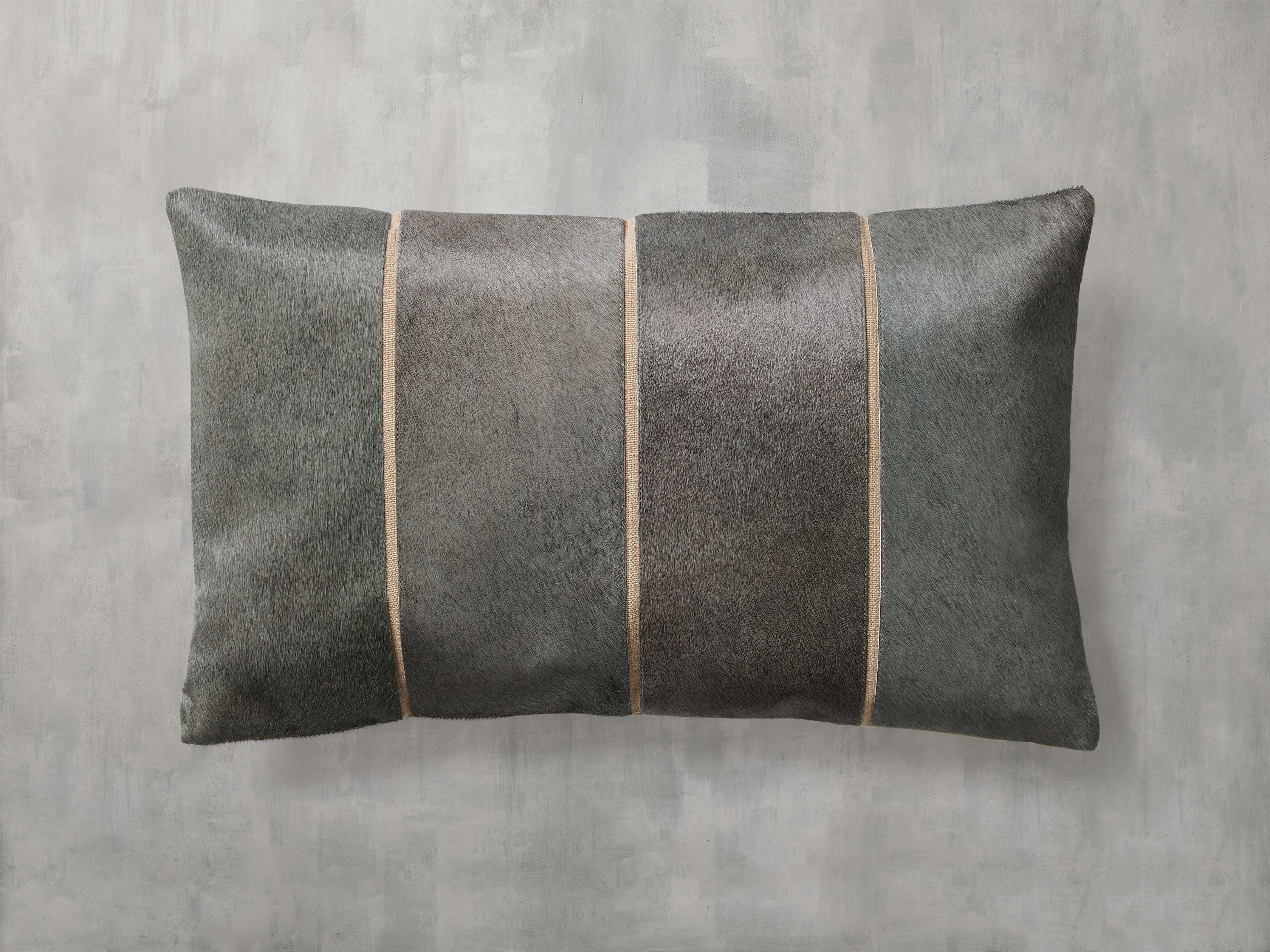Channel-Stitch Lumbar Pillow Cover Hide in Blue  Slate - Image 0