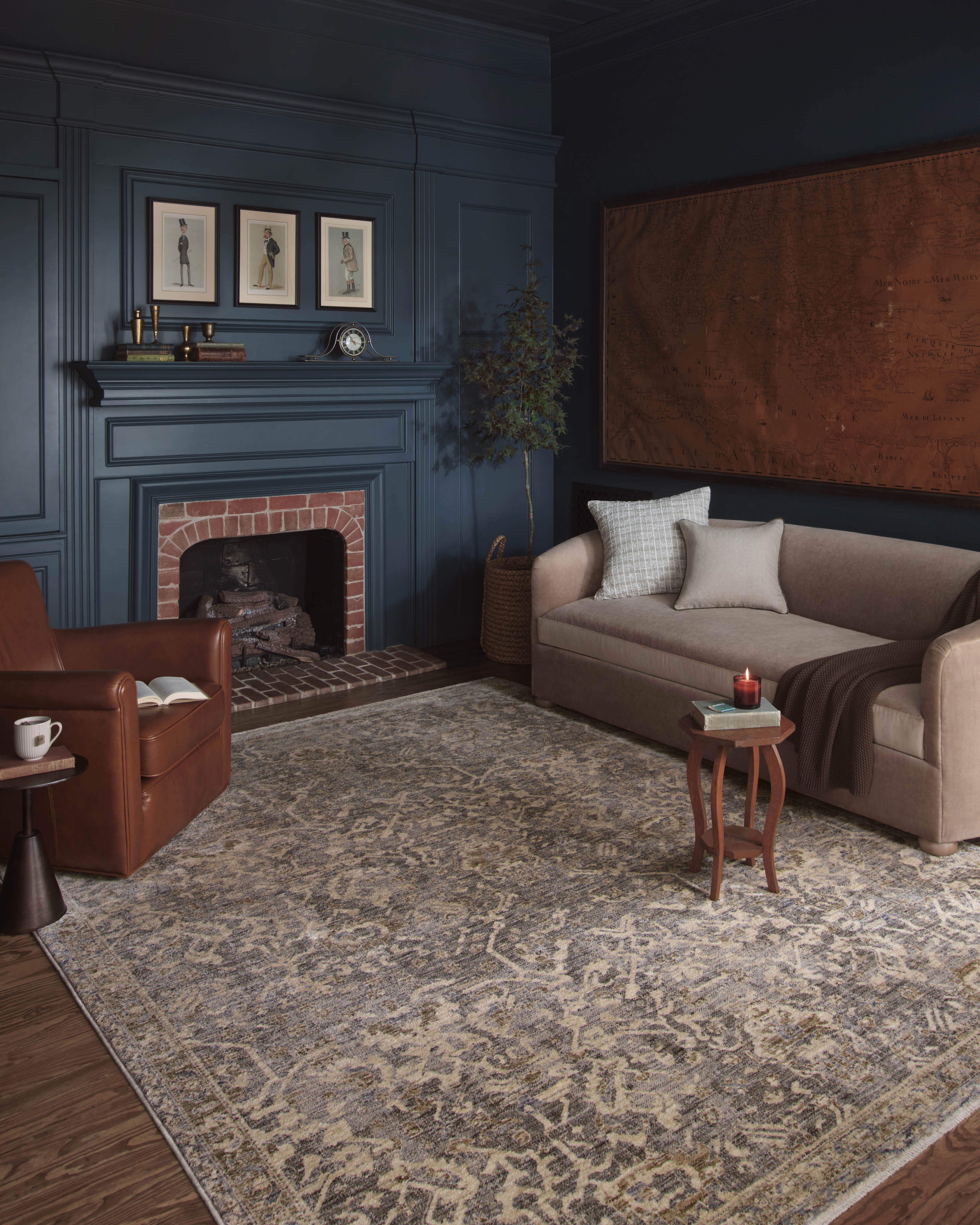 Magnolia Home by Joanna Gaines x Loloi Junie Blue / Natural 9'-6" x 9'-6" Round - Image 1