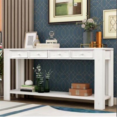Console Table For Entryway Hallway Sofa Table With Storage Drawers And Bottom Shelf (khaki) - Image 0