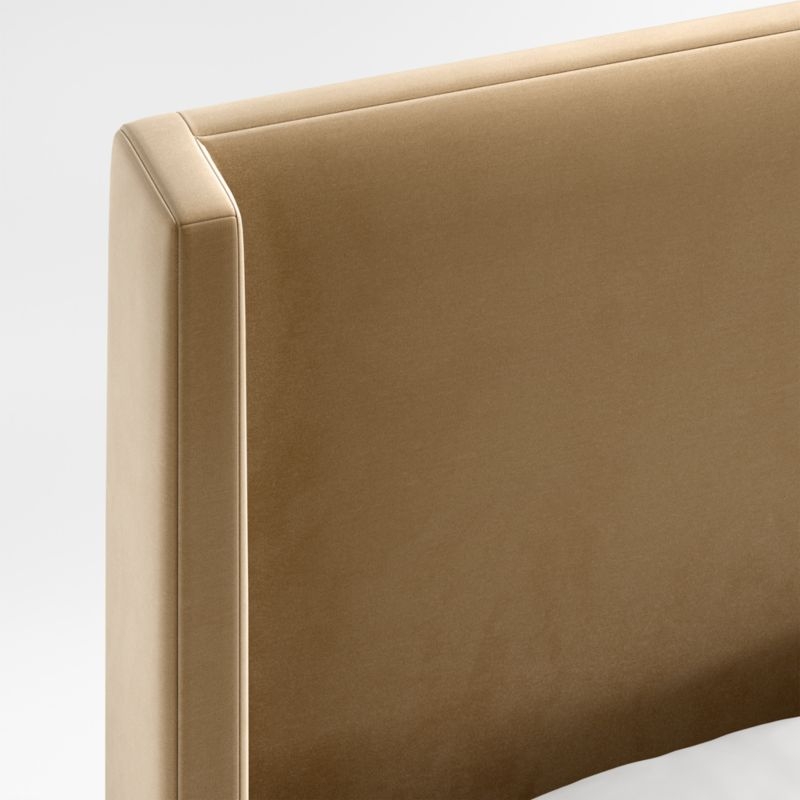 Arden 52" Camel Brown Upholstered Queen Headboard with Batten White Oak Bed Base - Image 2