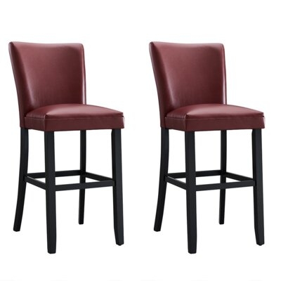2Pcs Upholstered High Stools Red Color - Image 0