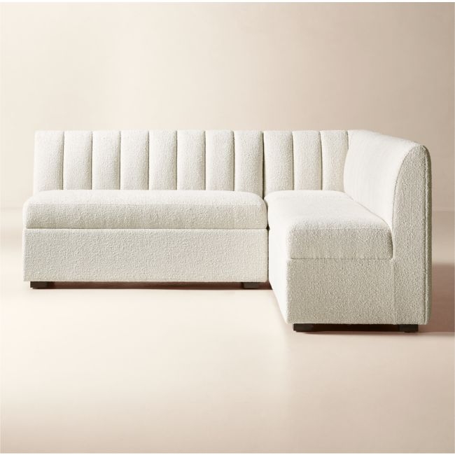 Duncan White Performance Fabric Double L-Shaped Loveseat Dining Banquette - Image 0