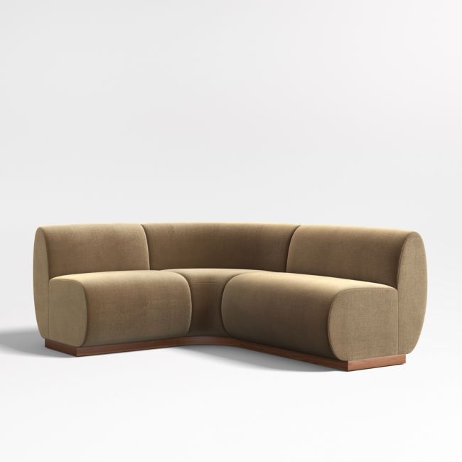 Leandro Ochre Brown Single L-Shaped Loveseat Dining Banquette with Rounded Corner - Image 0