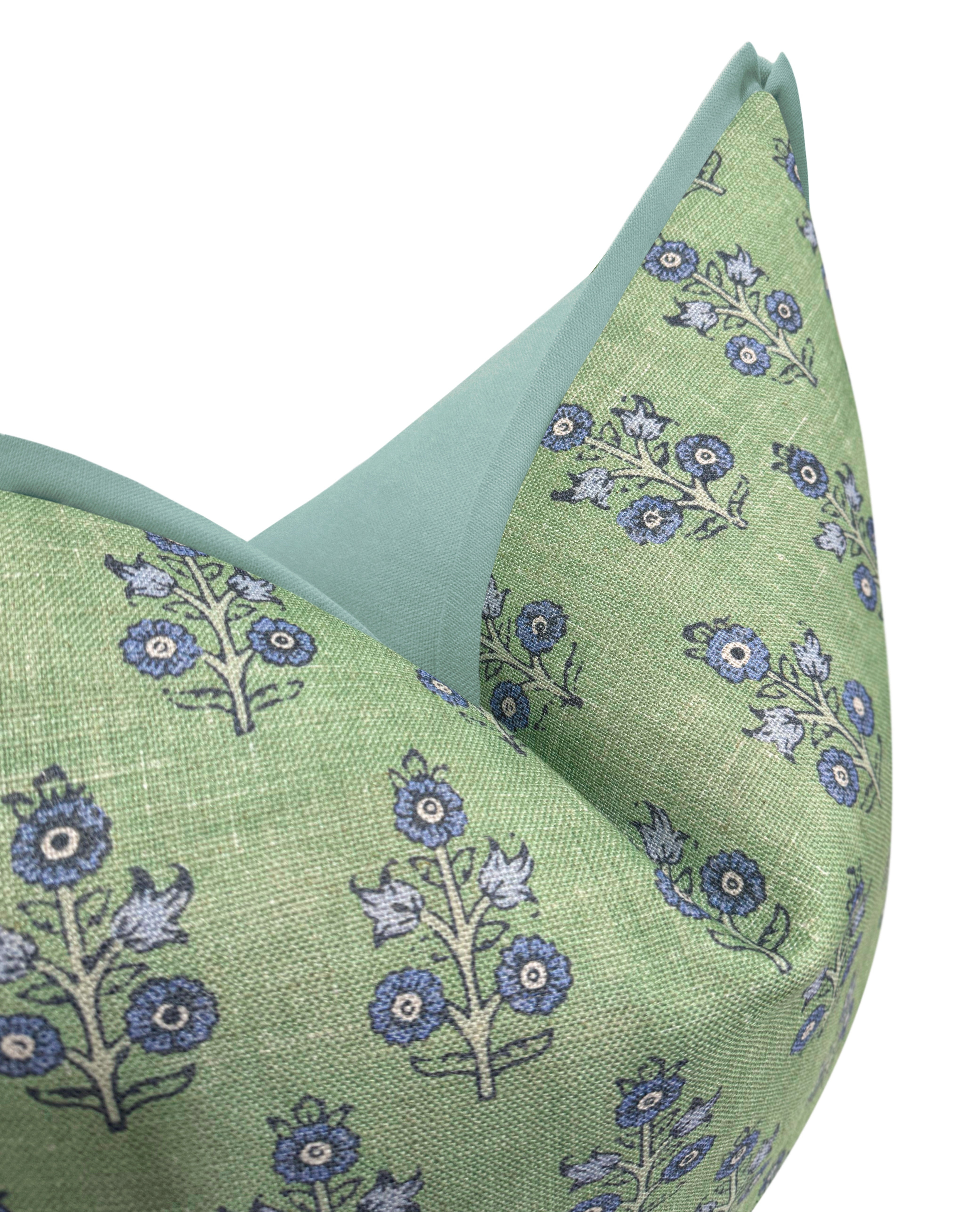 POPPY SPRIG // GREEN | GP & J BAKER - LITTLE LUMBAR 12" X 18" / BUTTERFLY FLANGE / Spa Blue - Image 0