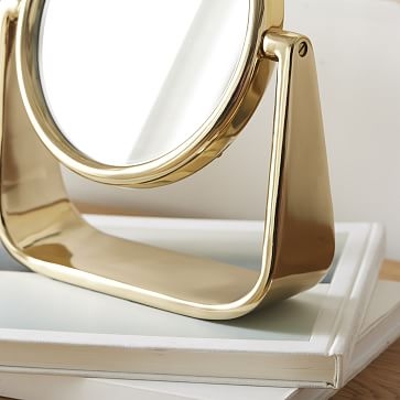 Brass Sculptural Vanity Mirror, Brass - Image 1