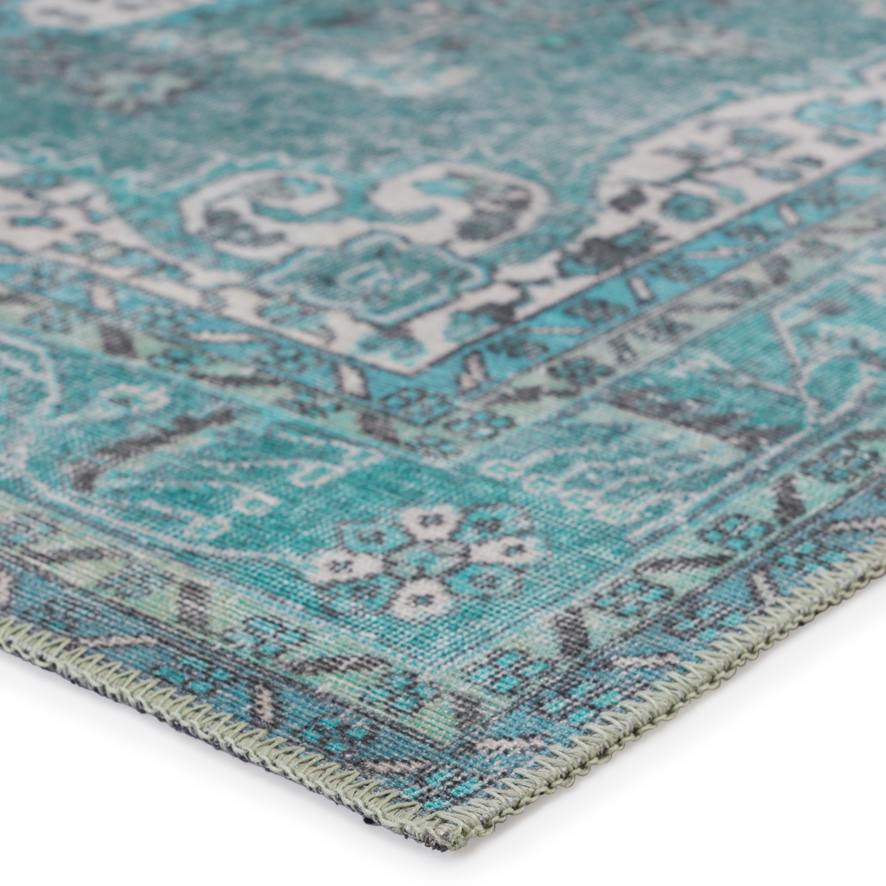 Kate Lester + Tamara Medallion Teal/ Green Area Rug (5'X7'6") - Image 1