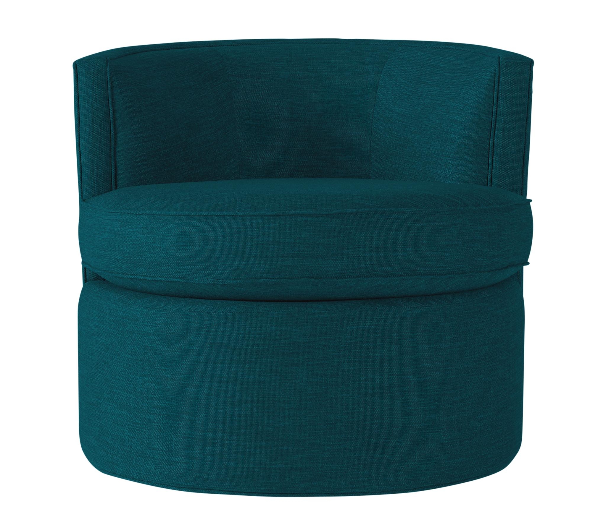 Blue Carly Mid Century Modern Swivel Chair - Lucky Turquoise - Image 0