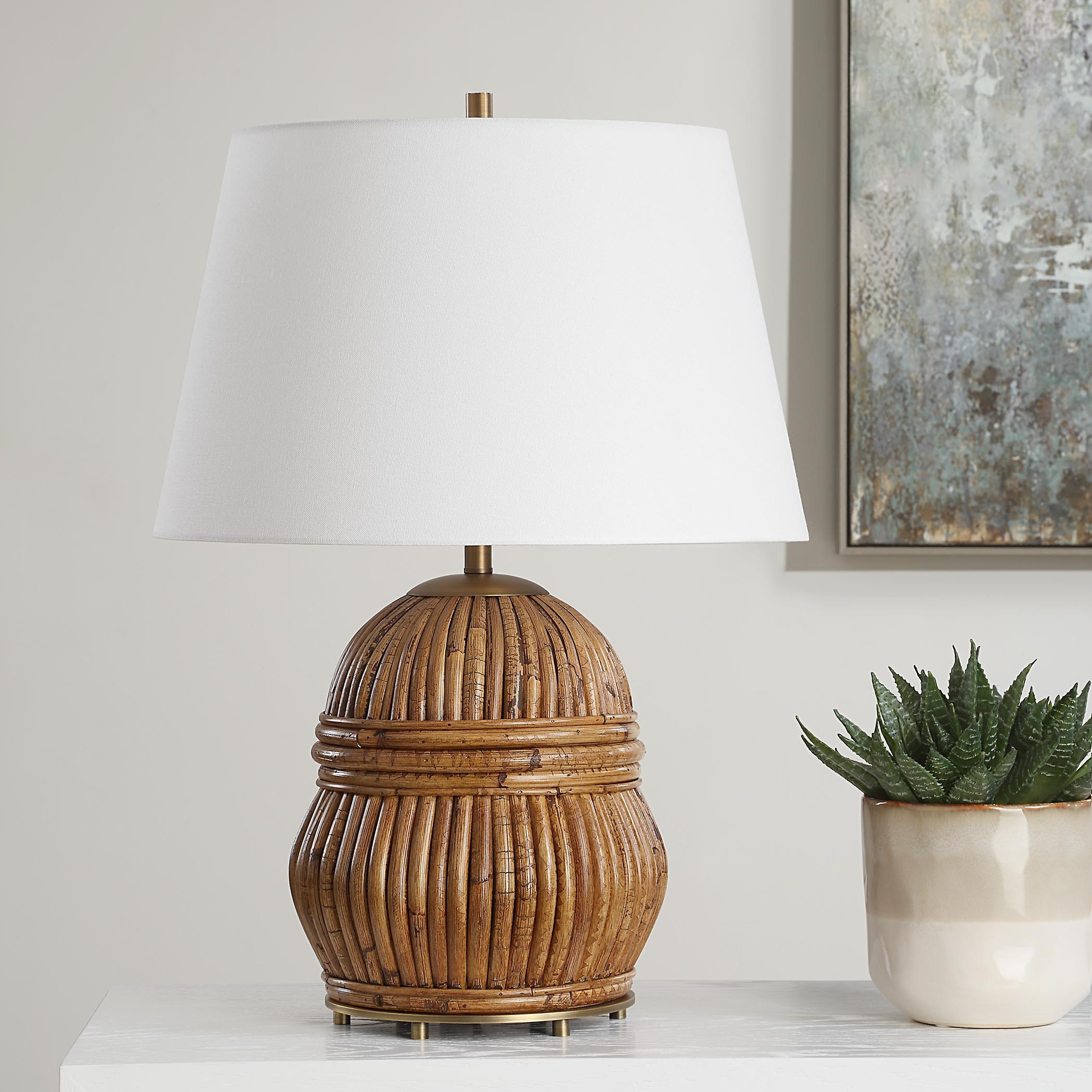 Reed Honey Rattan Table Lamp - Image 2