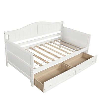 Modern Twin Wooden Daybed Sofa Bed With 2 Drawers, White - Image 0
