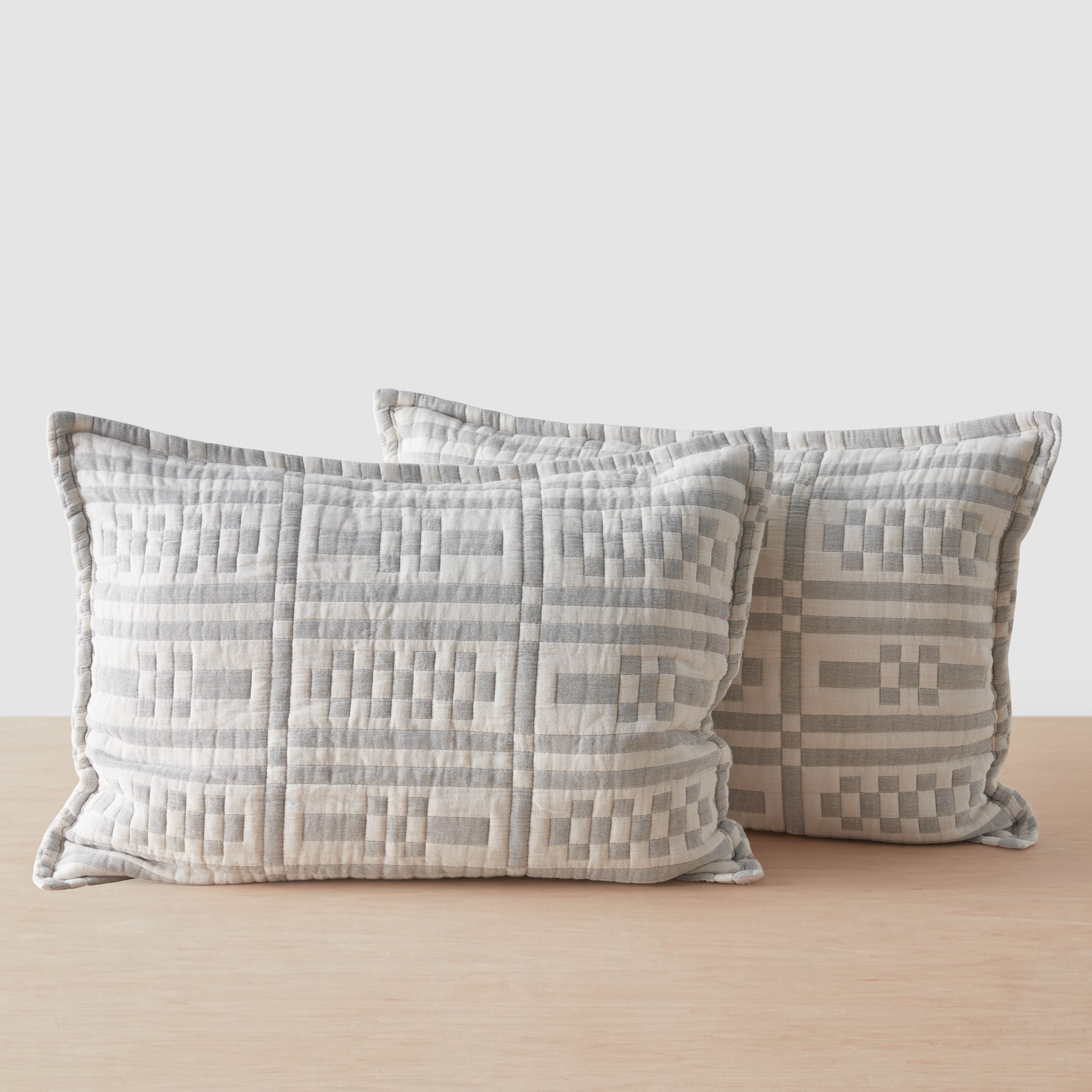 The Citizenry Alegria Organic Cotton Quilted Shams | King Set | Stone Blue - Image 0