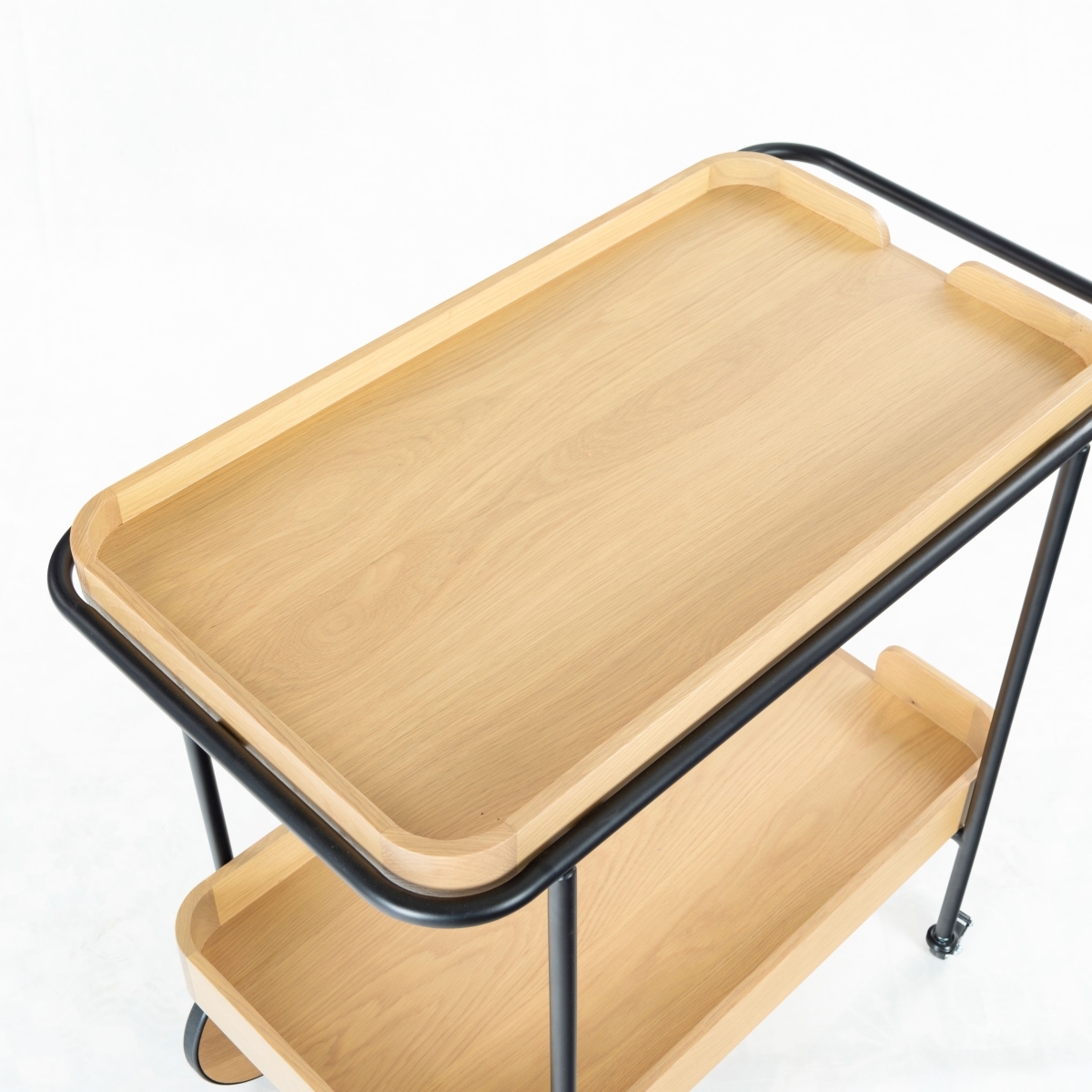 Malek Wood 2 Shelf Bar Cart - Natural/Black - Image 6