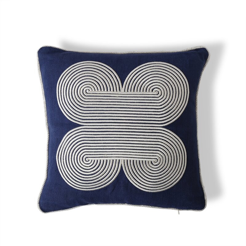 Jonathan Adler Pompidou Linen Throw Pillow Color: Blue - Image 0